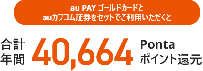 au PAY ゴールドカードとauカブコム証券をセットでご利用いただくと合計年間40,664Pontaポイント還元