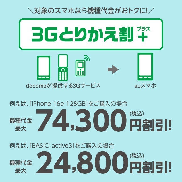 3Gとりかえ割(スマホ)/3Gとりかえ割プラス | キャンペーン | au 3Gとりかえ割(スマホ)/3Gとりかえ割プラス | キャンペーン | au