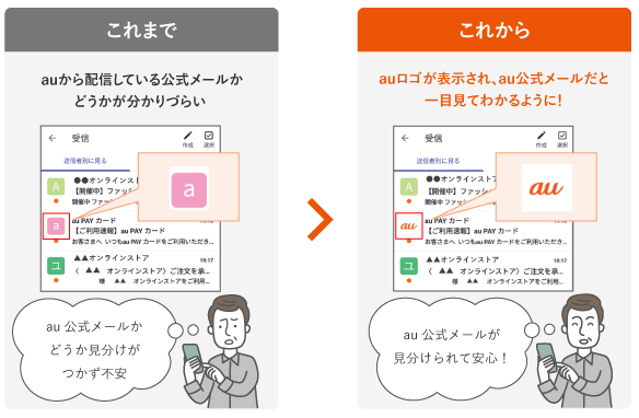 Androidのauメールアプリで、auからの公式メールが分かりやすくなりました! | お客さまの声からの改善活動 | au