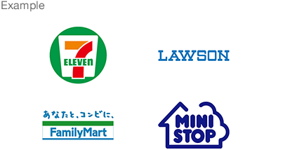 Example, 7-Eleven, LAWSON, FamilyMart, Circle K Sunkus, MINI STOP
