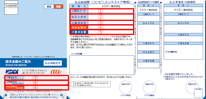 How to read a paper invoice -postcard type- | FAQ | au
