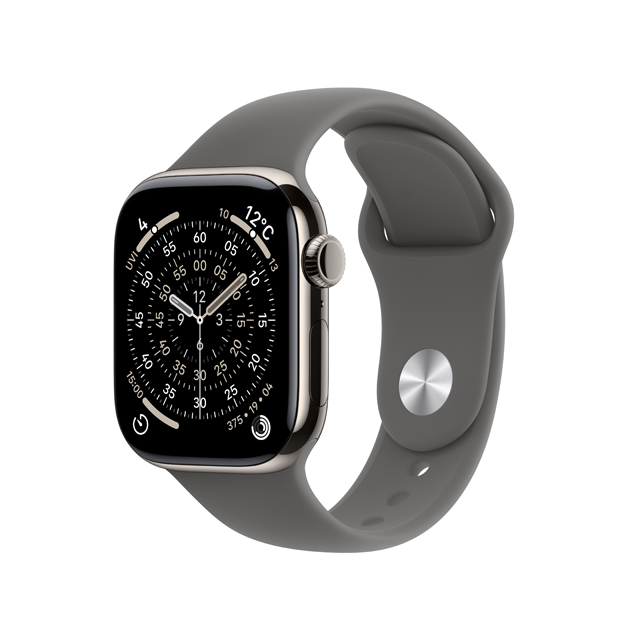 Apple Watch Series 11 ナチュラルチタニウムケース斜め画像