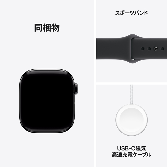 Apple Watch Series 11 ジェットブラックアルミニウムケース 同梱物についての画像