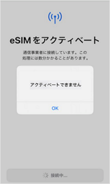 eSIMダウンロード時のエラー画面