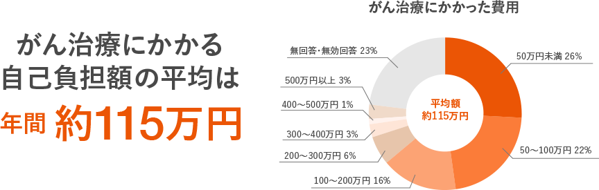 がん治療にかかる自己負担額の平均は年間約115万