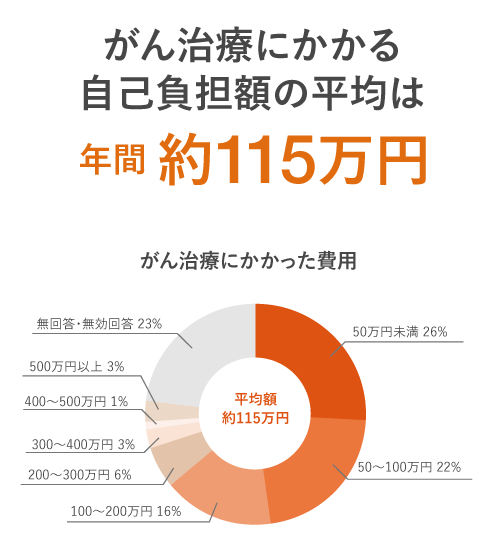 がん治療にかかる自己負担額の平均は年間約115万