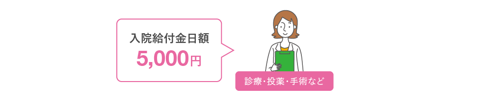 入院給付金日額 5,000円 診療・投薬・手術など