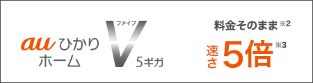 auひかり ホームV5ギガ 料金そのまま※2 速さ5倍※3