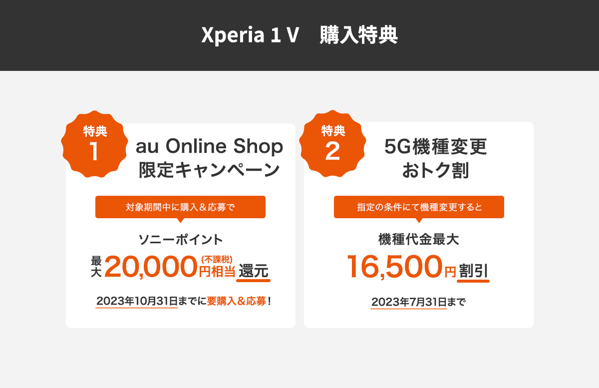 Xperia 1 V au Online Shop予約・購入特典