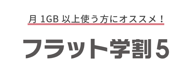 月1GB以上使う方にオススメ！フラット学割5