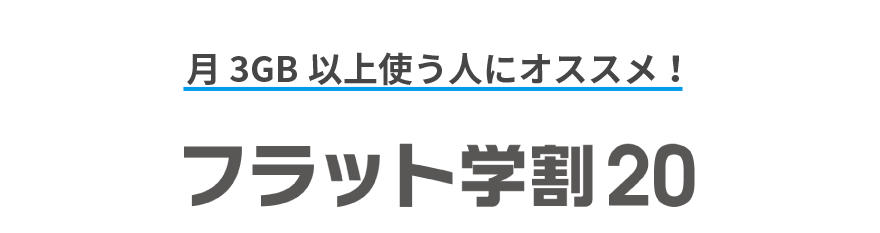 月3GB以上使う人にオススメ！フラット学割20