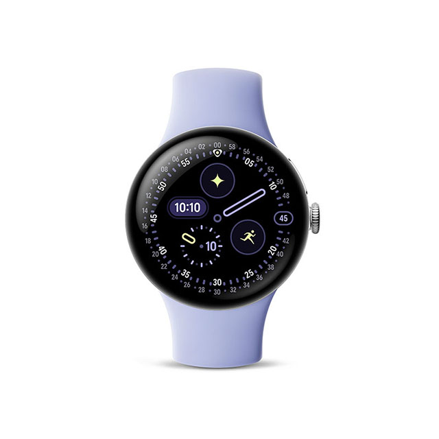 Google Pixel Watch 4（41mm）Polished Silver+Iris 正面