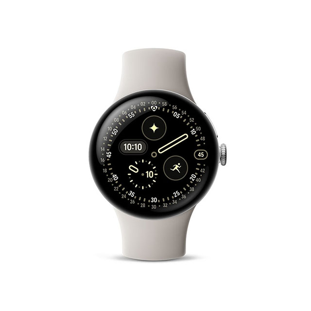 Google Pixel Watch 4（41mm）Polished Silver+Porcelain 正面