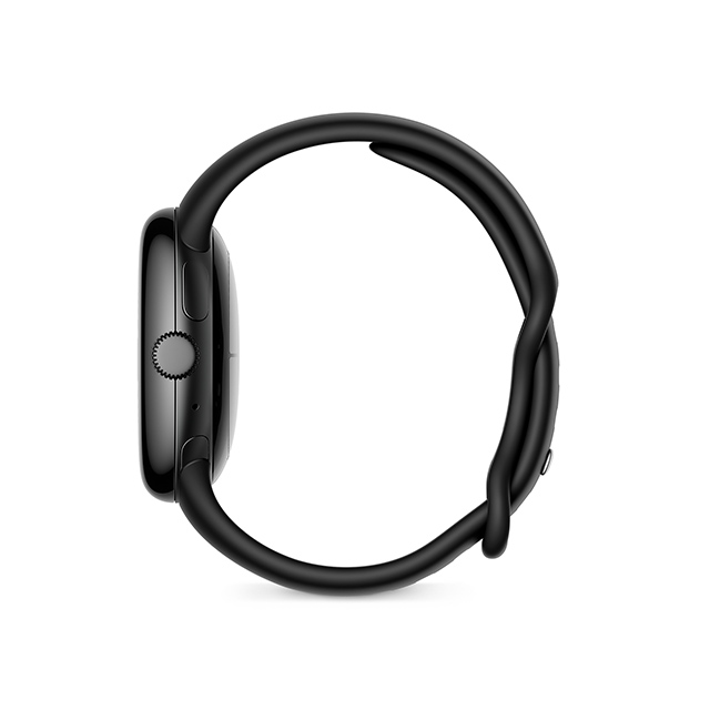 Google Pixel Watch Matte Black ステンレスケース／Obsidian アクティブバンド 側面