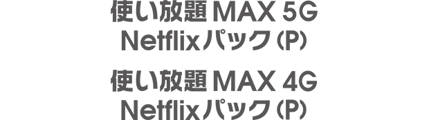 使い放題MAX 5G Netflixパック（P） 使い放題MAX 4G Netflixパック（P）