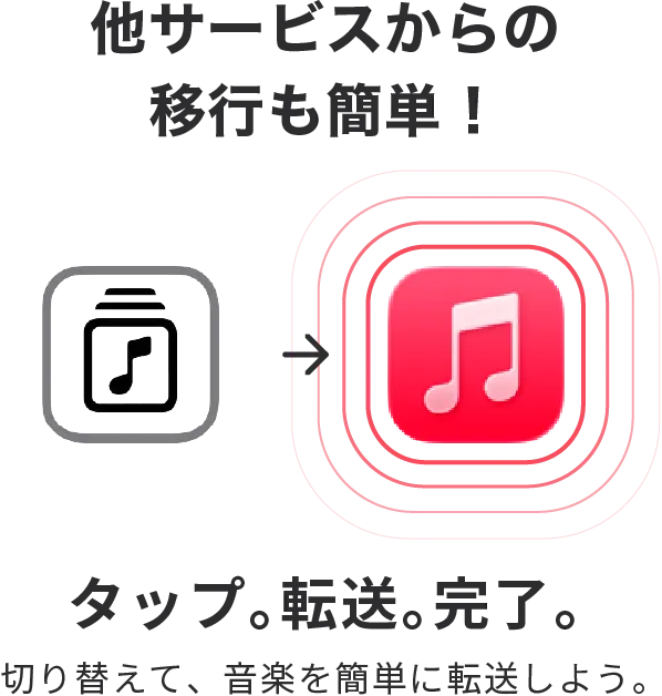 他サービスからの移行も簡単!タップ。転送。完了。