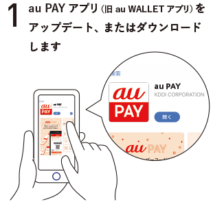 1：au PAY アプリ(旧au WALLET アプリ)をアップデート、またはダウンロードします