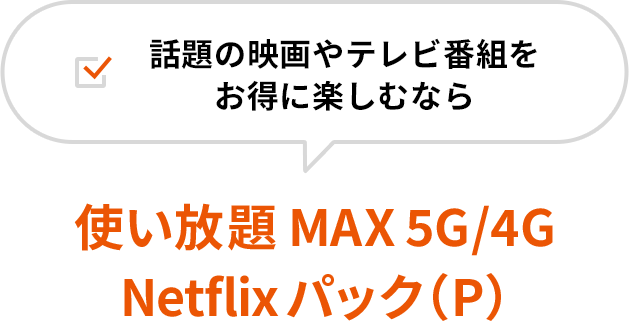 話題の映画やテレビ番組をお得に楽しむなら 使い放題MAX 5G/4G Netflixパック（P）
