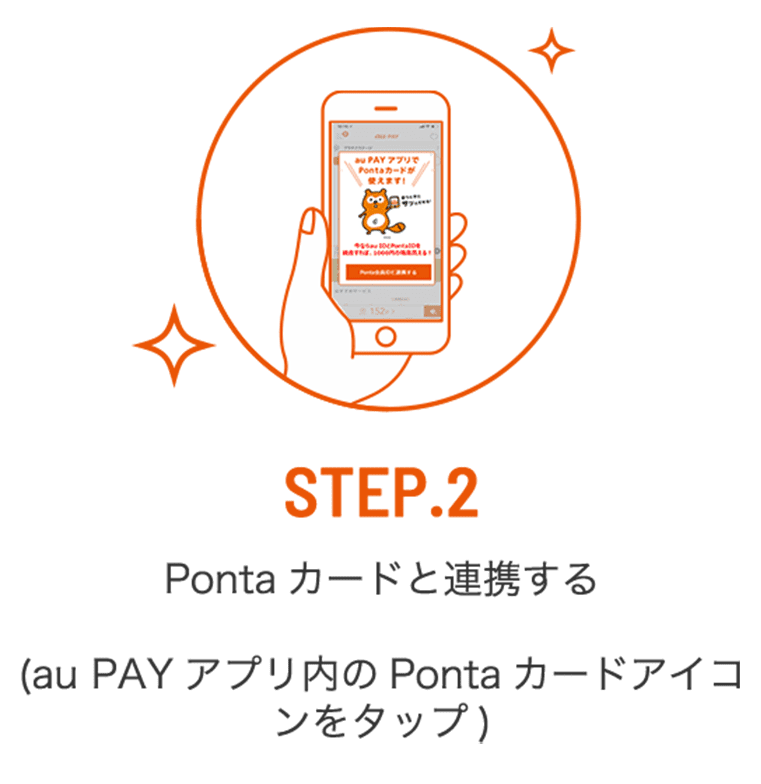 STEP.2 Ponta カードと連携する(au PAY アプリ内のPonta カードアイコンをタップ)