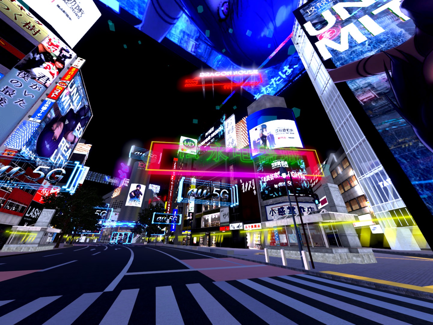 『攻殻機動隊 SAC_2045』の世界に一変したバーチャル渋谷の様子