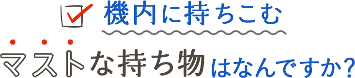 機内に持ち込む便利アイテムはなんですか?