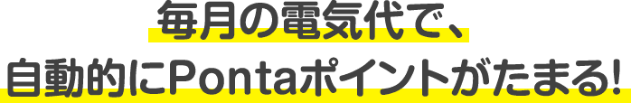 毎月の電気代で、自動的にPontaポイントがたまる！