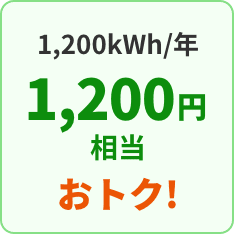 1,200kWh/年1,200円相当おトク!