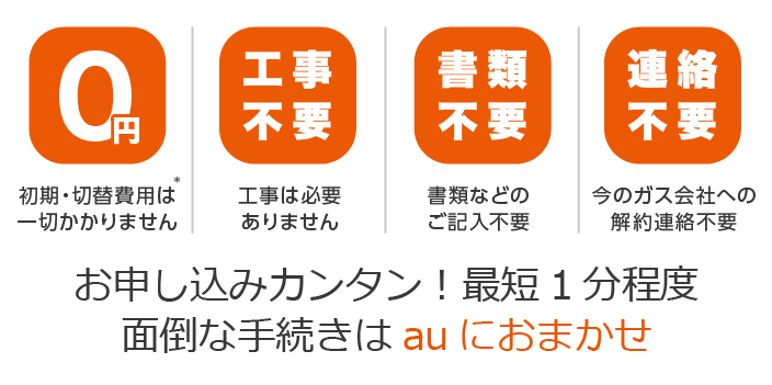 お申し込みはカンタン！最短１分程度。面倒な手続きはauにおまかせ！