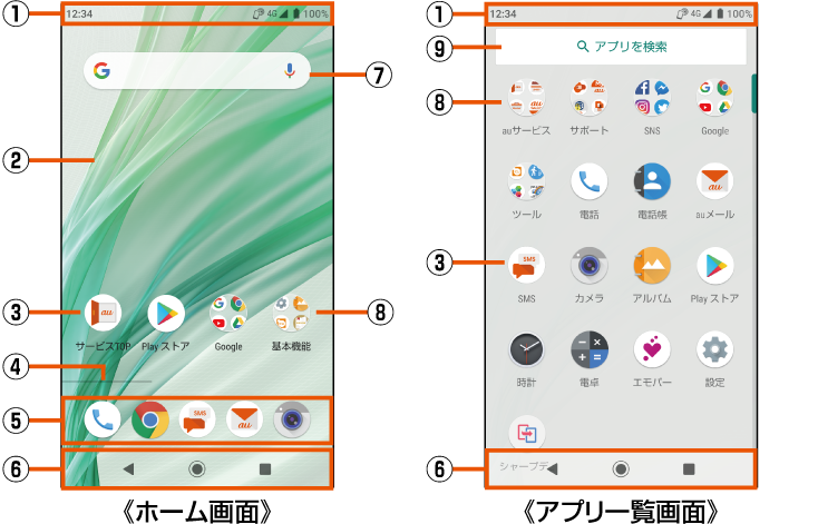 Aquos Homeを利用する Aquos Sense Shv40 オンラインマニュアル 取扱説明書 Au