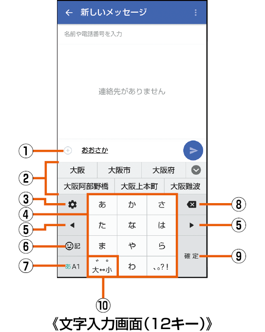 文字入力画面の見かた 文字入力 基本操作 Aquos R2 アクオス アールツー Shv42 取扱説明書 詳細版 オンラインマニュアル Au