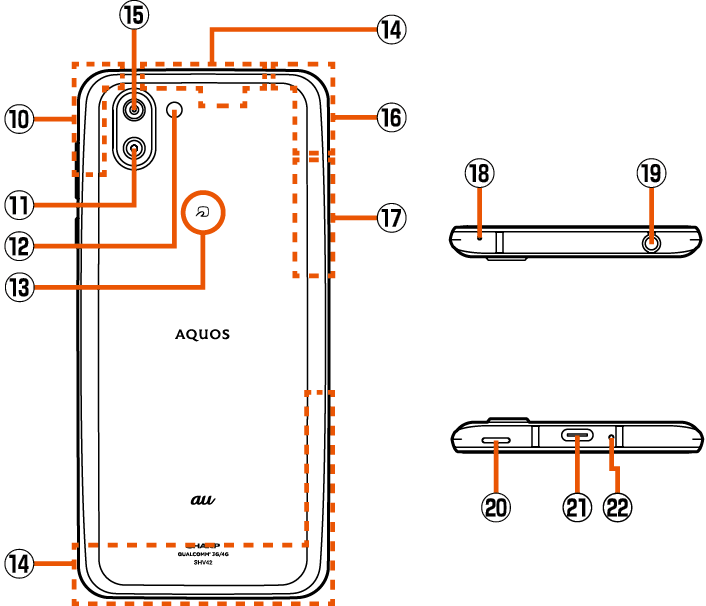 各部の名称と機能 | AQUOS R2 SHV42 | オンラインマニュアル（取扱説明