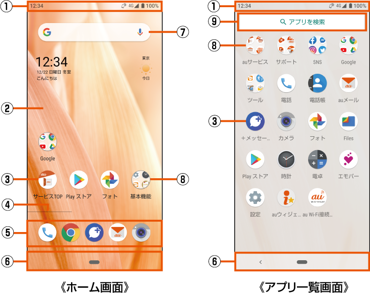 Aquos Homeを利用する Aquos Sense3 Shv45 オンラインマニュアル 取扱説明書 Au