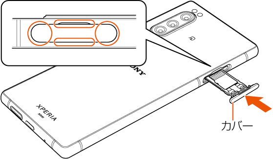 Microsdメモリカードを取り付ける 取り外す Xperia 5 Sov41 オンラインマニュアル 取扱説明書 Au